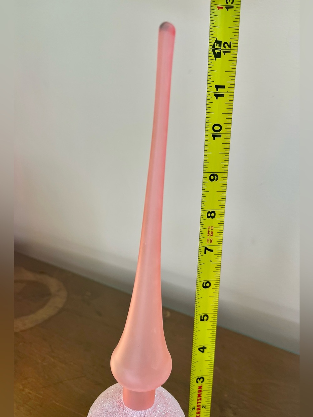 Vintage Christmas Tree Topper Blown Glass Finial Pink-Mica Glitter- WGermany MCM - Picture 13 of 16